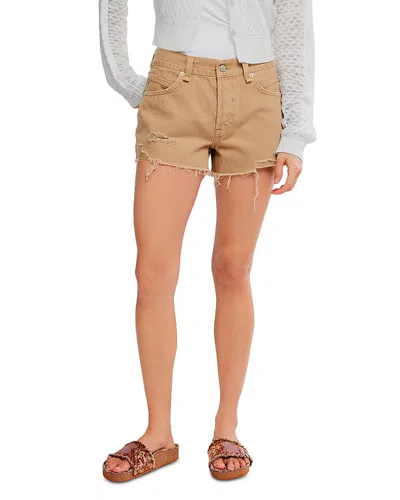 Free People Now Or Never Ripped Denim Cutoff Shorts In Brown