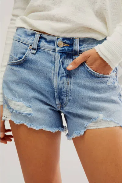 Free People Now Or Never Denim Shorts In Moon Child In Blue