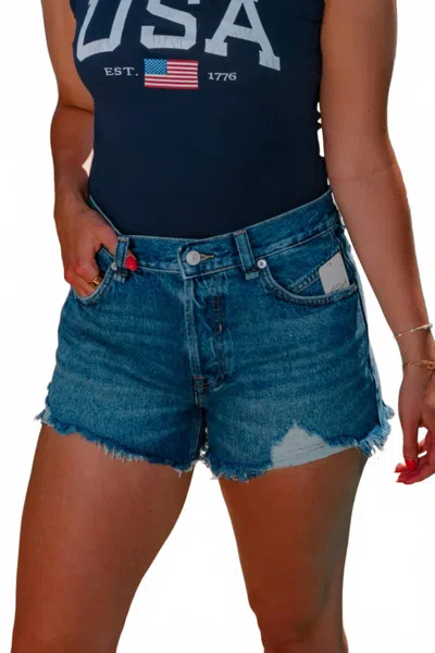 Free People Now Or Never Denim Shorts In Sunsational In Blue