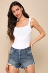 FREE PEOPLE NOW OR NEVER MEDIUM WASH HIGH-RISE DISTRESSED DENIM SHORTS
