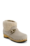 Free People Oak Faux Shearling Clog Bootie In Dust Bunny Suede