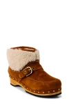 Free People Oak Faux Shearling Clog Bootie In Vintage Tan Suede