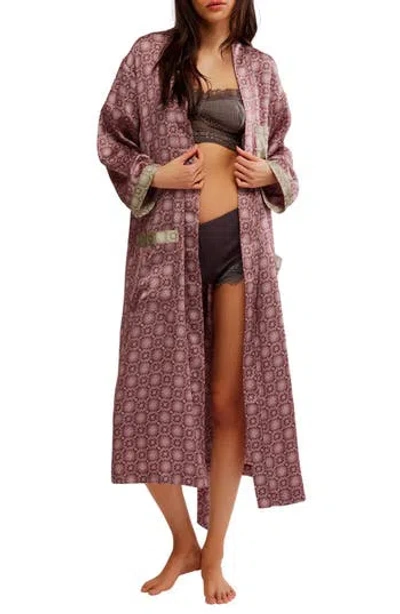 Free People Oasis House Robe In Raisin Combo