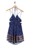 Free People Oasis Placed Floral Mini Slipdres In Blue