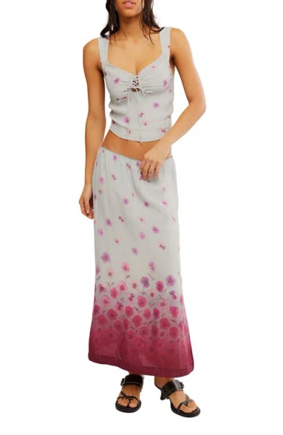 Free People Of The Season Floral Print Tank & Maxi Skirt Set In Pink