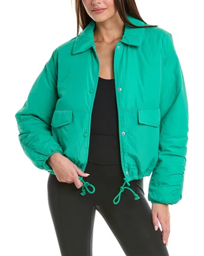 Free People Off The Bleachers Coaches Jacket In Green