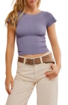 Free People Off The Shoulder Rib Knit Crop Top In Blue