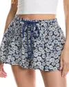 Free People Offbeat Printed Linen-blend Pull-on Short In Blue