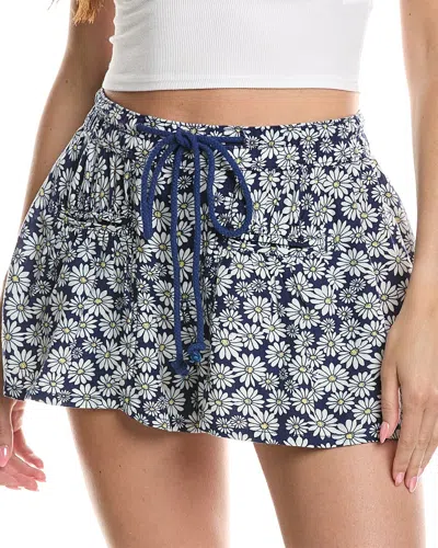 Free People Offbeat Printed Linen-blend Pull-on Short In Blue