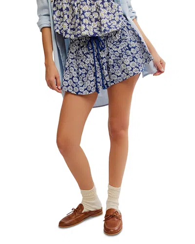 Free People Offbeat Printed Shorts In Navy Combo