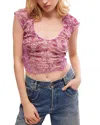 Free People Oh My Baby Crop Mesh T-shirt In Lilac Combo