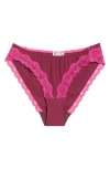 Free People Oh My Darling Lace Trim Cotton Blend Bikini Briefs In Pink