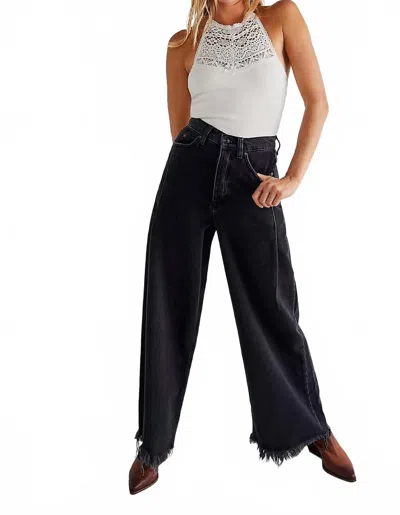 Free People Old West Slouchy Wide Leg Jean In Panther Black