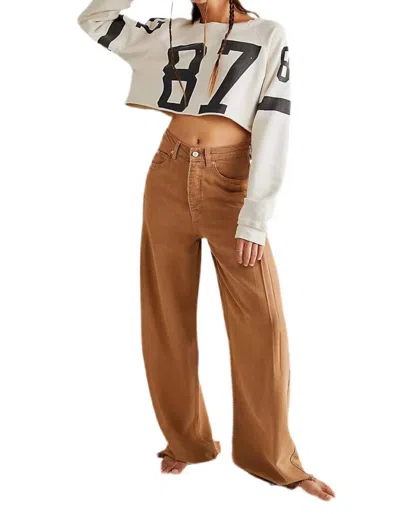 Free People Old West Wide Leg Pant In Tumbleweed In Brown