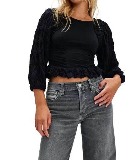 Free People Oliva Balloon Sleeve Top In Black