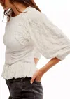 Free People Olivia Contrast Stitch Knit Top In White
