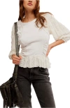 Free People Olivia Contrast Stitch Knit Top In Optic White