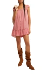 Free People Olivia Gauze Babydoll Dress In Flamingo