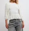 Free People Olivia Contrast Stitch Knit Top In White