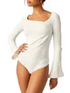 FREE PEOPLE ON A CLOUD BODYSUIT TOP IN IVORY