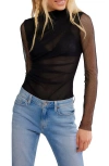 Free People On My Way Mesh Bodysuit In Black