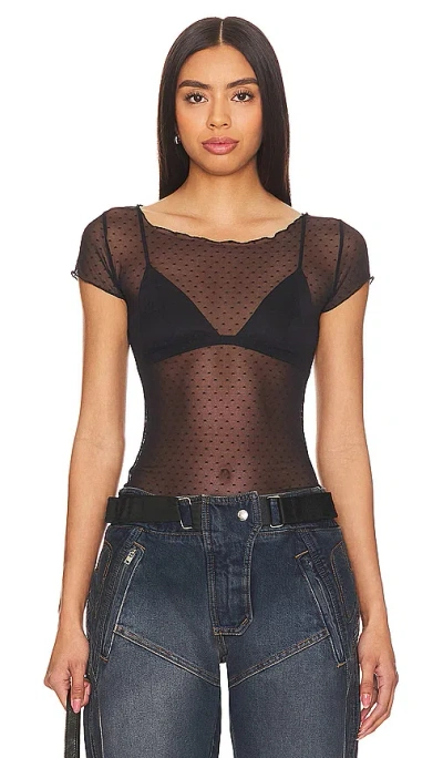 Free People On The Dot Baby Tee In Black