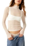 Free People On The Dot Layering Mesh Turtleneck In Love Dove