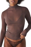 Free People On The Dot Layering Mesh Turtleneck In Minked