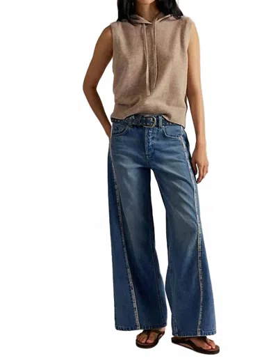 Free People On The Edge Selvedge Wide Leg Jeans In Tipping Point In Blue