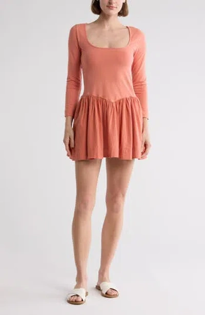 Free People Onda Long Sleeve Stretch Cotton Minidress