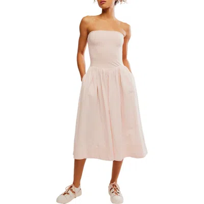 Free People Onda Strapless Midi Dress In Pink Nectar