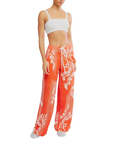 Free People One Above Wide Leg Pants In Orange