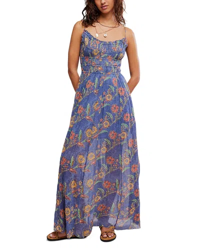 Free People Ciella Floral Cotton Maxi Dress In Blue