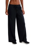 Free People One On One Side Stripe Mesh Drawstring Pants In Black