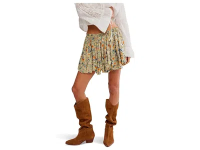 Free People Third Charm Printed Mini Skirt In Green Combo