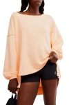 Free People One To Beat Oversize Pullover In Pastel Peach