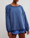 Free People One To Beat Pullover Sweatshirt In Midnight Navy In Blue