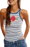 Free People Only Ringer Scoop Neck Tank Top In Blue In Blue
