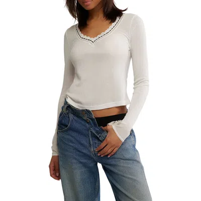Free People Only You Long Sleeve Pajama Top In White