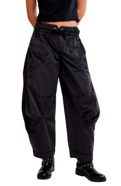 Free People Onset Cotton Twill Parachute Pants In Black