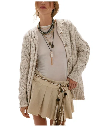 Free People Opal Crewneck Cardigan Sweater In Neutral