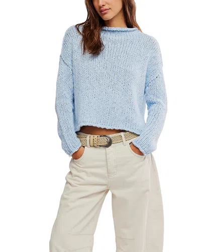 Free People Opal Roll Neck Crop Sweater In Blue