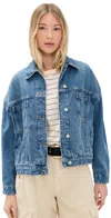 Free People We The Free Opal Swing Denim Trucker Jacket In Blue