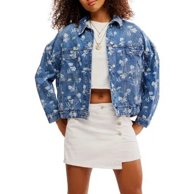 FREE PEOPLE FREE PEOPLE OPAL FLORAL SWING DENIM JACKET