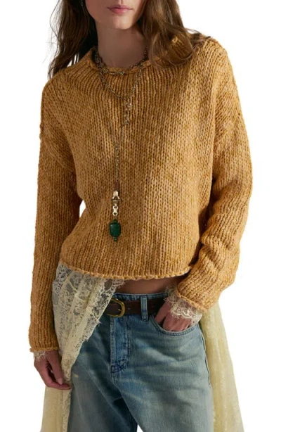 Free People Opal Roll Neck Crop Sweater In Brown