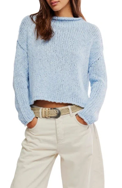 Free People Opal Chunky Knit Sweater In Blue In Multi