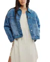 Free People We The Free Opal Swing Denim Trucker Jacket In Blue