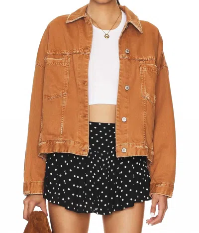 Free People Opal Swing Denim Jacket In Golden Nugget In Brown