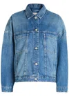 Free People We The Free Opal Swing Denim Trucker Jacket In Blue
