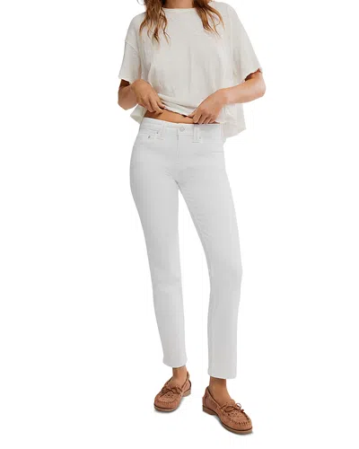 Free People Oracle Metallic Low-rise Slim Ankle Straight Jeans In White
